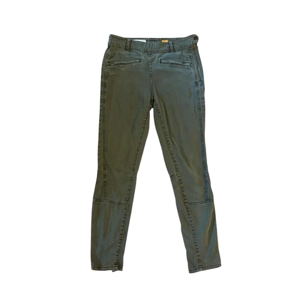Women 27 Anthropologie PIicro Letterpress Superscript Green Pants Side Zip